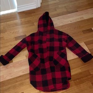 Red & Black Plaid Long Jacket